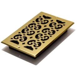 10 In. X 6 In. Bright Brass-Plated Steel Scroll Wall And Ceiling Register