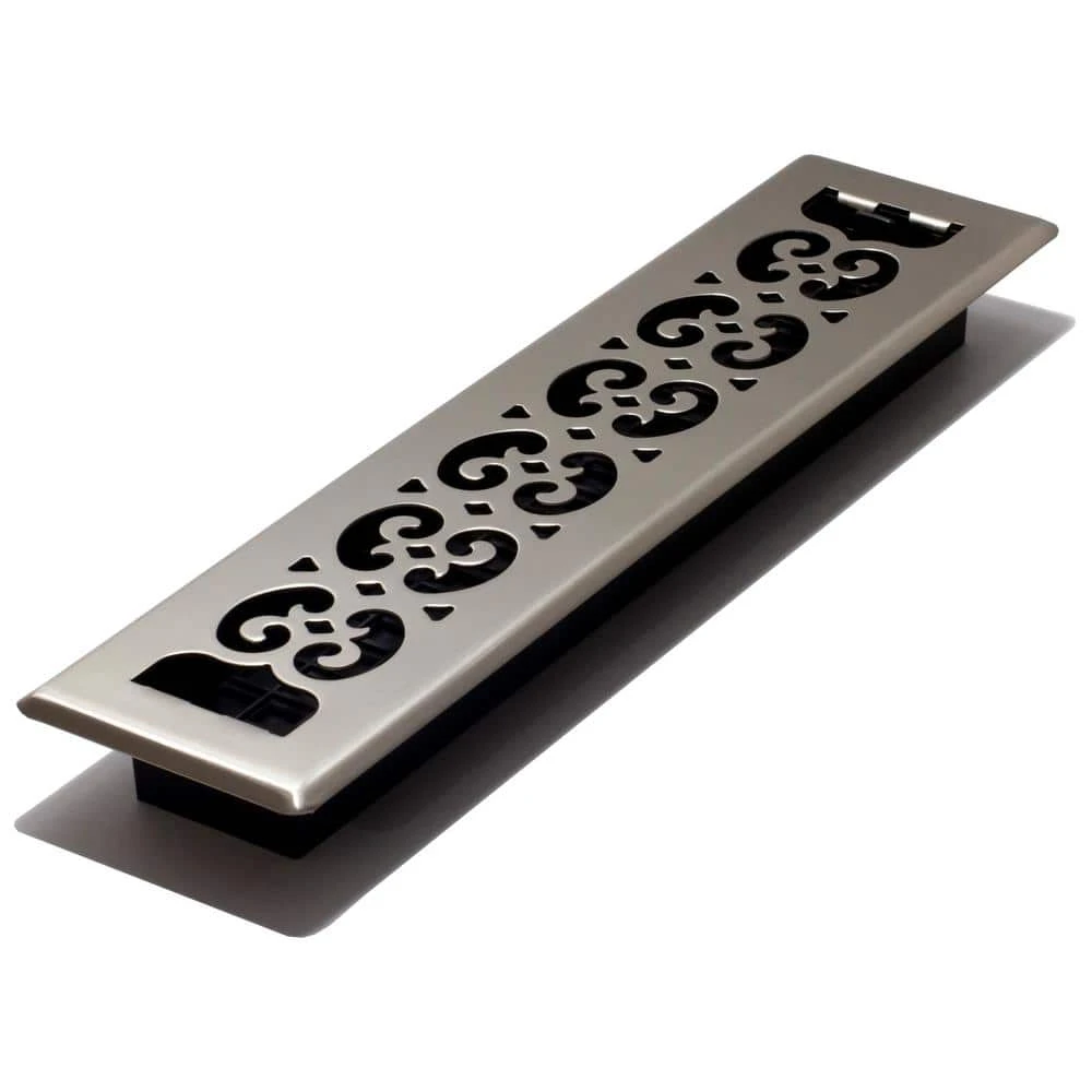 2-1/4 In. X 14 In. Brushed Nickel Scroll Floor Register 1 2-1/4 In. X 14 In. Brushed Nickel Scroll Floor Register
