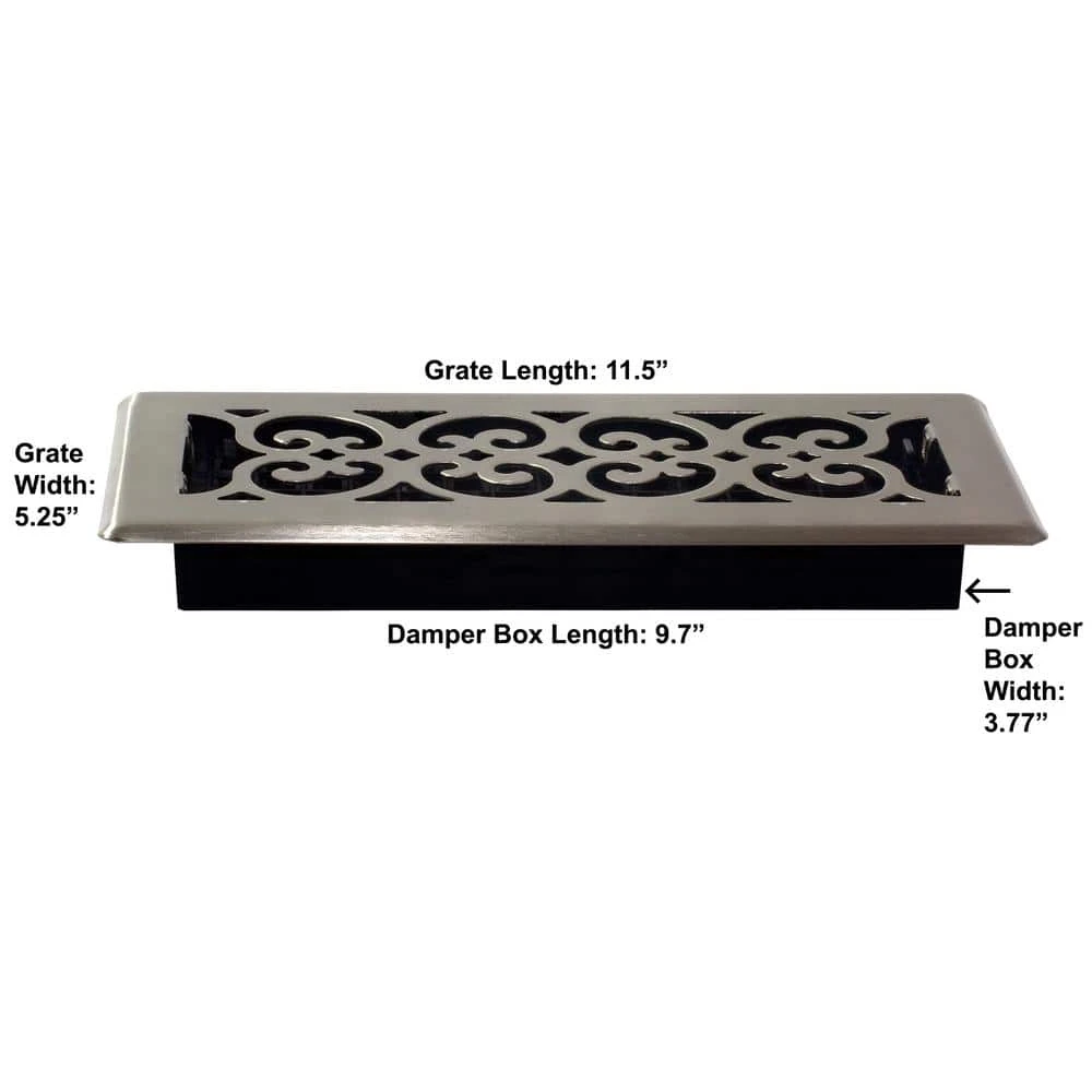 4 In. X 10 In. Steel Floor Register In Brushed Nickel 3 4 In. X 10 In. Steel Floor Register In Brushed Nickel - Image 3