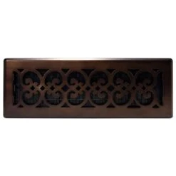 4 In. X 14 In. Scroll Plated Bronze Register -Fire Place Store metallics decor grates registers grilles sph414 rb a0 1000