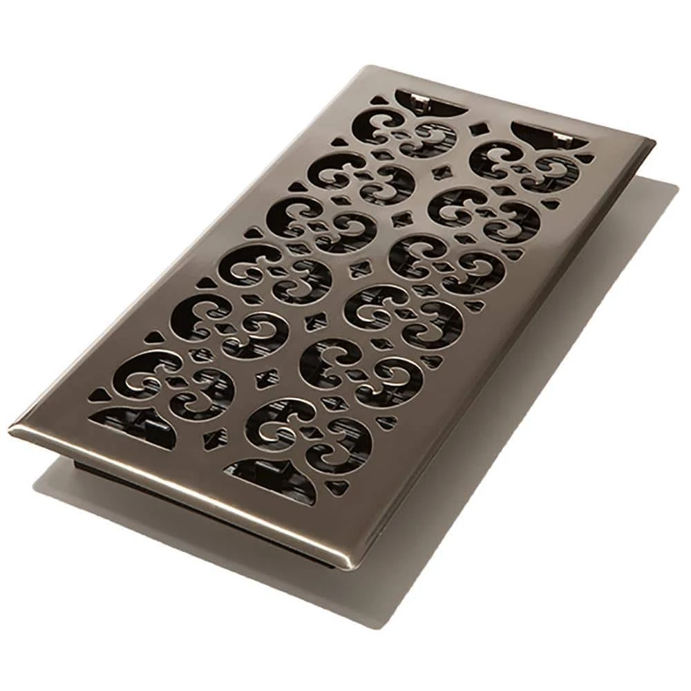 6 In. X 14 In. Scroll Nickel Floor Register 1 6 In. X 14 In. Scroll Nickel Floor Register