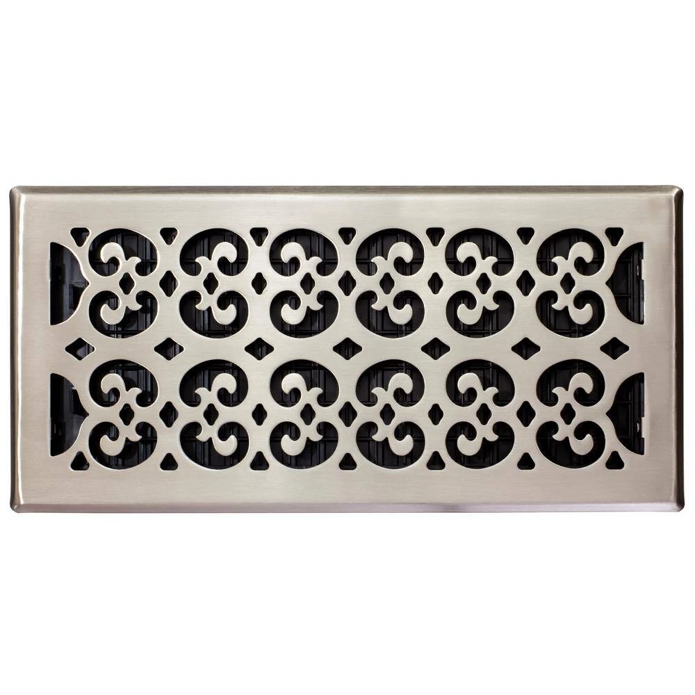 6 In. X 14 In. Scroll Nickel Floor Register 3 6 In. X 14 In. Scroll Nickel Floor Register - Image 3