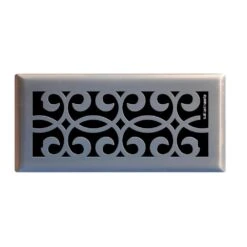 Classic Scroll 4 In. X 10 In. Steel Floor Register In Brushed Nickel