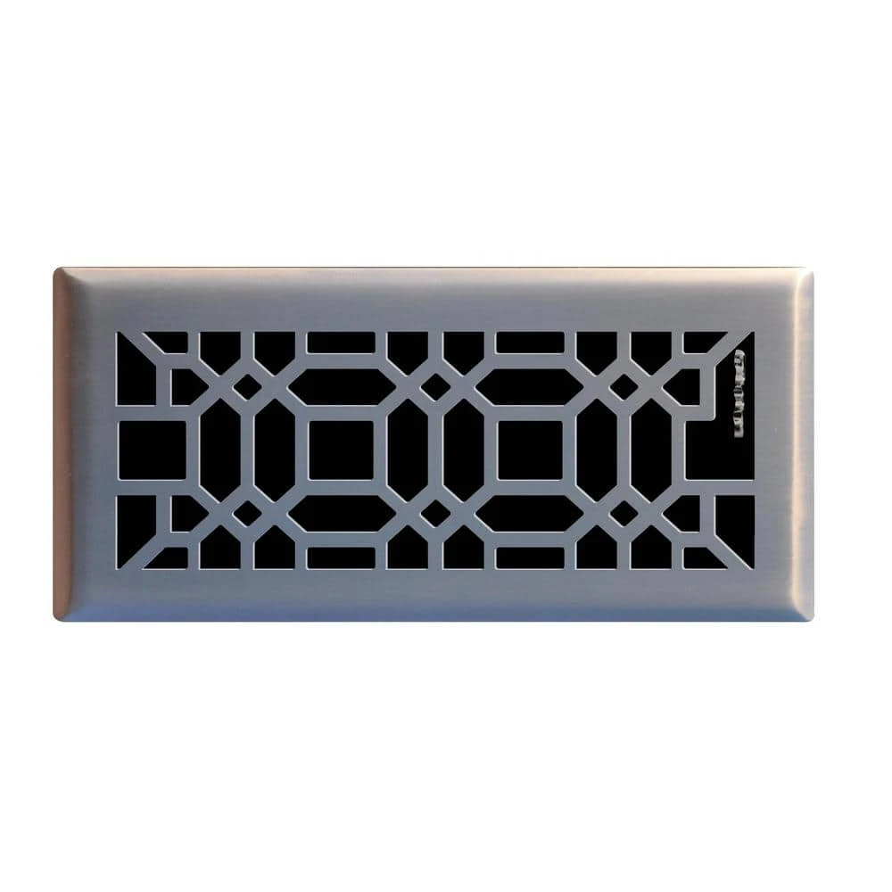 Oriental 4 In. X 10 In. Steel Floor Register In Brushed Nickel 1 Oriental 4 In. X 10 In. Steel Floor Register In Brushed Nickel