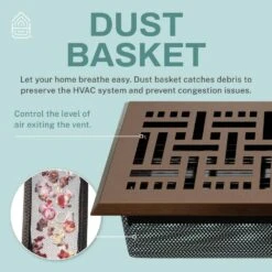 Basketweave 12 In. X 4 In. Decorative Floor Register Vent With Mesh Cover Trap In Oiled Bronze -Fire Place Store metallics home intuition registers grilles bwfv412br 44 1000