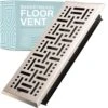 Basketweave 14 In. X 4 In. Decorative Floor Register Vent With Mesh Cover Trap In Satin Nickel