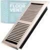 Contemporary 4x12 Inch Decorative Floor Register Vent With Mesh Cover Trap, Satin Nickel