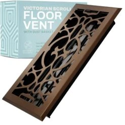 Victorian Scroll 2 X 12 In. Decorative Floor Register Vent With Mesh Cover Trap, Oiled Bronze