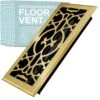 Victorian Scroll 4x12 Inch Decorative Floor Register Vent With Mesh Cover Trap, Polished Brass