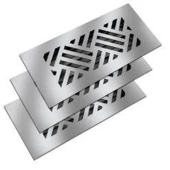 Low Profile 10 In. X 4 In. Steel Floor Register In Silver Diagonal Pattern (3-Pack)
