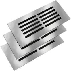 4x10 In. (3-Pack) Low-Profile Linear Split Design Floor Registers With Rust-Proof Louvers Silver Color Steel Vent Covers