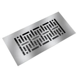 Low Profile 10 In. X 4 In. Steel Floor Register In Silver Woven Pattern (1-Pack)