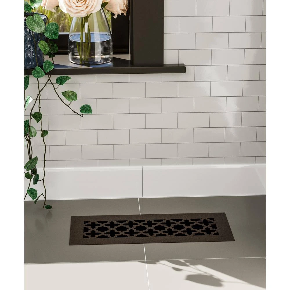 Victorian 12 In. X 4 In. Oil Rubbed Bronze Powder Coat Steel Floor Vent With Opposed Blade Damper 7 Victorian 12 In. X 4 In. Oil Rubbed Bronze Powder Coat Steel Floor Vent With Opposed Blade Damper - Image 7