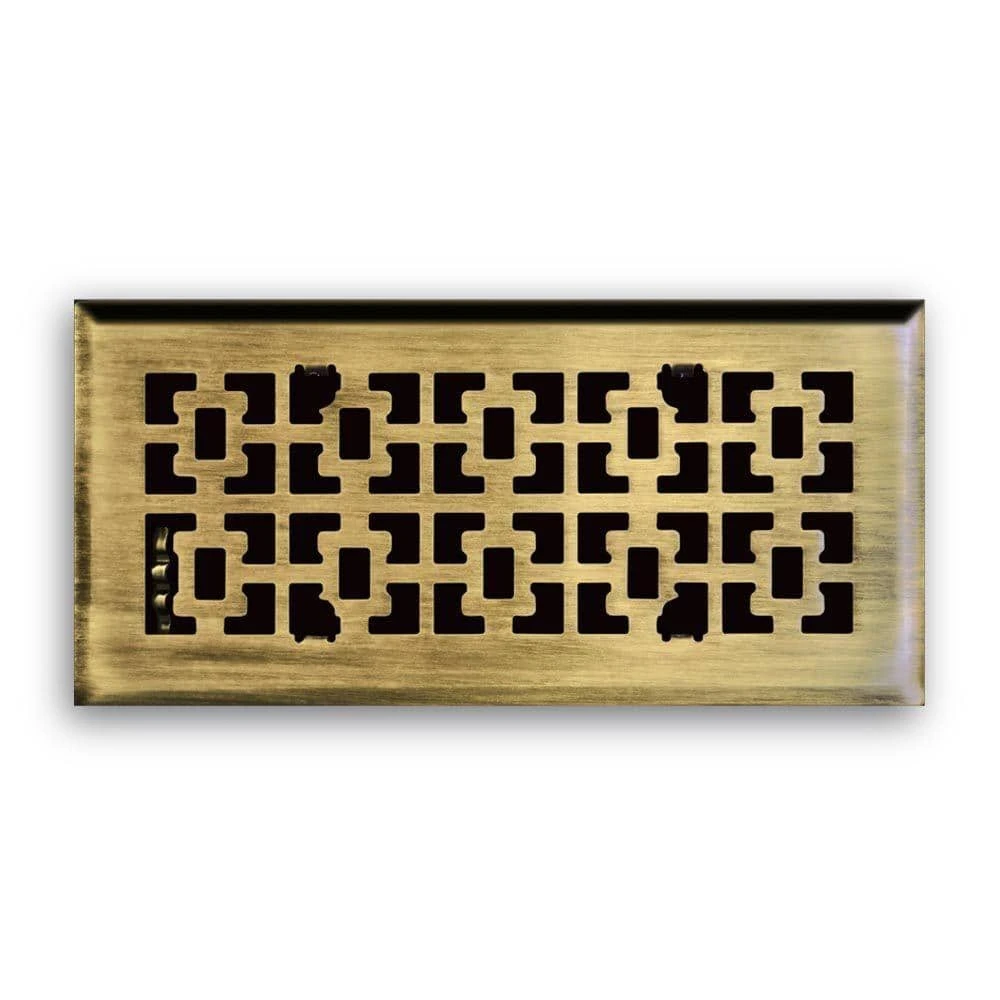 4 In. X 10 In. Vintage Victorian Floor Diffuser, Antique Brass 1 4 In. X 10 In. Vintage Victorian Floor Diffuser, Antique Brass