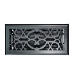 10 In. W X 4 In. H Floor Register In Classic Design And Matte Black For Duct Opening Of 10 In. W X 4 In. H