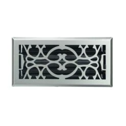 10 In. W X 4 In. H Floor Register In Classic Design And Satin Nickel Finish For Duct Opening Of 10 In. W X 4 In. H