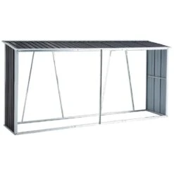 Ami 129.9 In. W Anthracite Galvanized Steel Firewood Rack With Matal Roof For Backyard Garden Patio Porch -Fire Place Store miscool firewood racks gcych10y0069 1f 1000