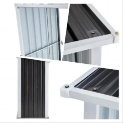 Ami 129.9 In. W Anthracite Galvanized Steel Firewood Rack With Matal Roof For Backyard Garden Patio Porch -Fire Place Store miscool firewood racks gcych10y0069 fa 1000