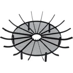 Outdoor Fire Pit Cover Grate Log Round 28 In. With Base Firewood Grates Support In Black For Outdoor