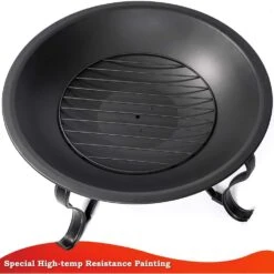 26 In. Outdoor Firepit Bowl With Spark Screen Cover And Log Grate In Black -Fire Place Store misopily fire pit covers and accessories hdph020ot268 1f 1000