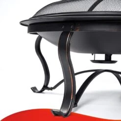 26 In. Outdoor Firepit Bowl With Spark Screen Cover And Log Grate In Black -Fire Place Store misopily fire pit covers and accessories hdph020ot268 44 1000