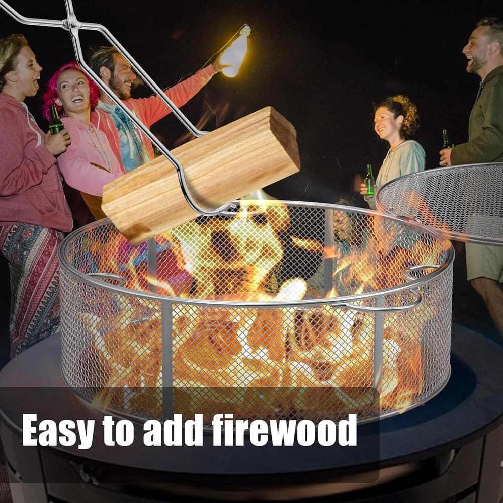 18 In. X 6 In. Fire Pit Spark Protector Screen Cover With 2 Sticks For Backyard/Outdoor 4 18 In. X 6 In. Fire Pit Spark Protector Screen Cover With 2 Sticks For Backyard/Outdoor - Image 4