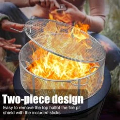 18 In. X 6 In. Fire Pit Spark Protector Screen Cover With 2 Sticks For Backyard/Outdoor 9 18 In. X 6 In. Fire Pit Spark Protector Screen Cover With 2 Sticks For Backyard/Outdoor -Fire Place Store misopily fire pit covers and accessories hdph020ot275 4f 1000