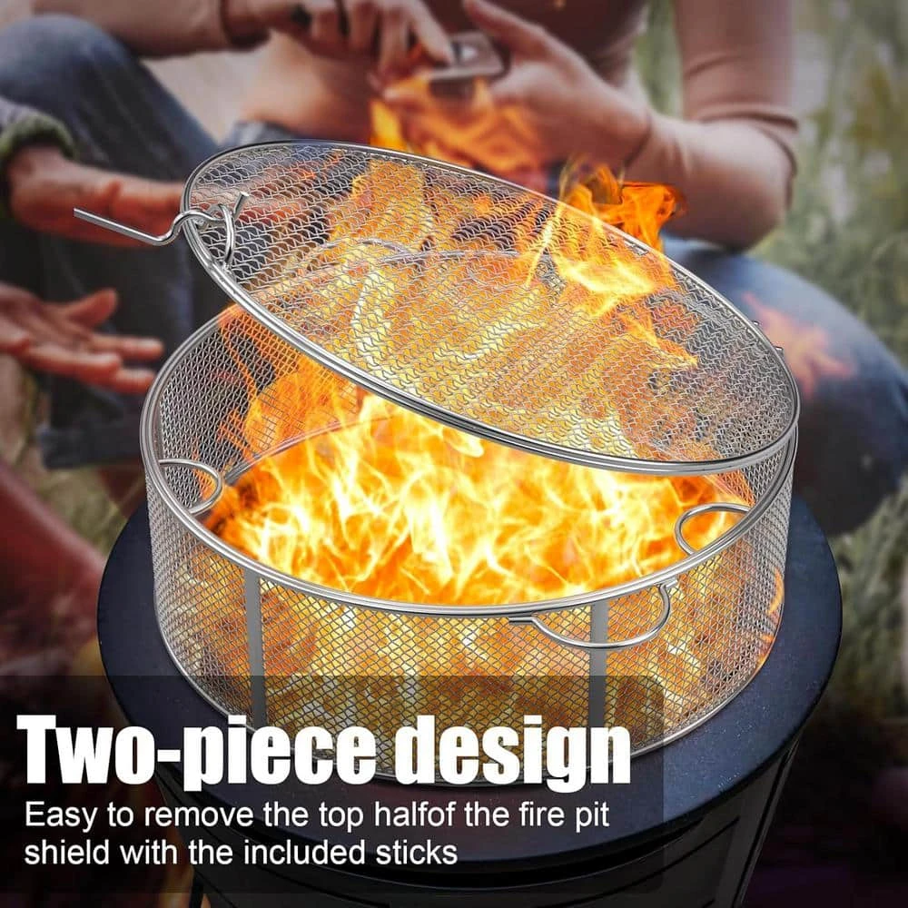 18 In. X 6 In. Fire Pit Spark Protector Screen Cover With 2 Sticks For Backyard/Outdoor 3 18 In. X 6 In. Fire Pit Spark Protector Screen Cover With 2 Sticks For Backyard/Outdoor - Image 3