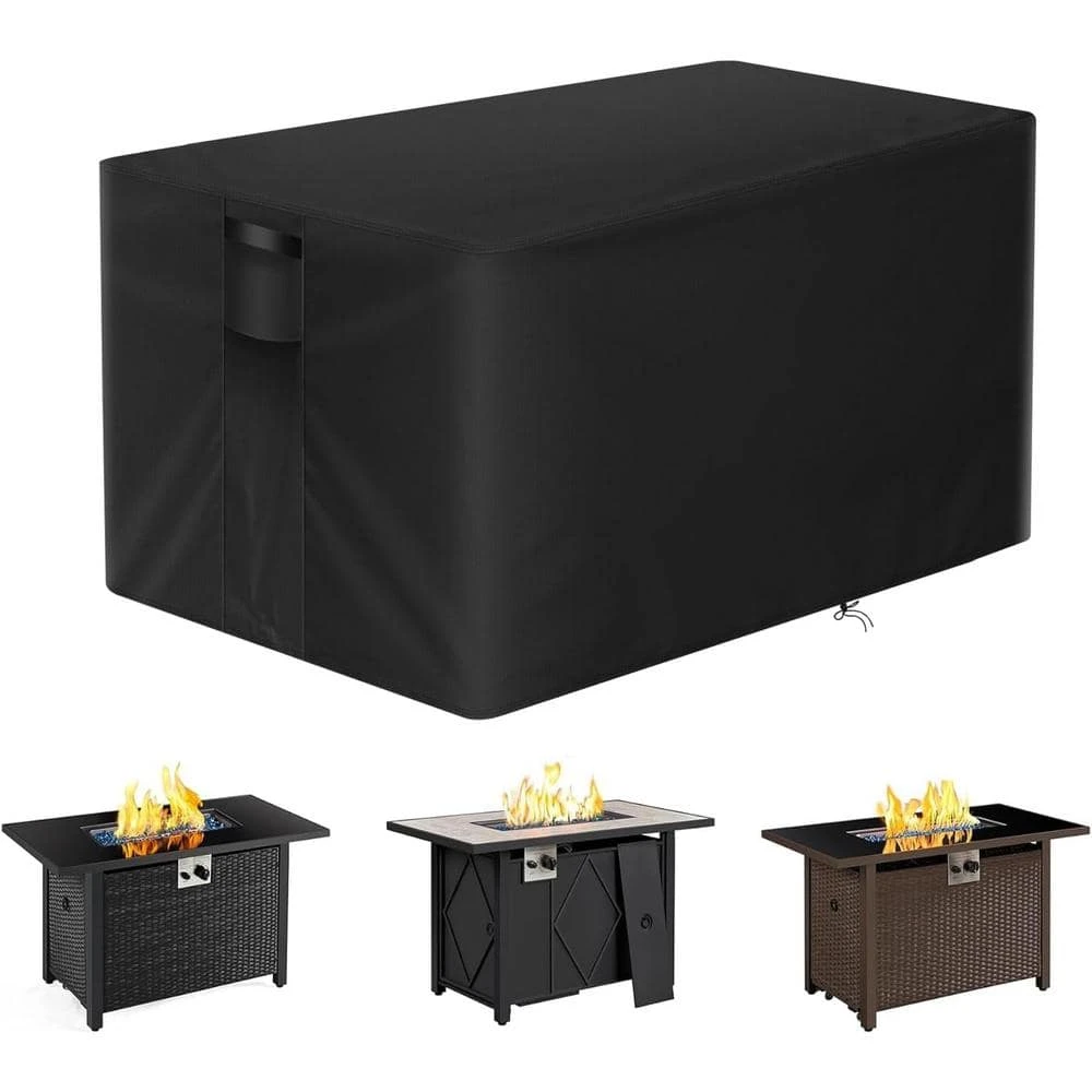 42 In. Rectangular Firepit Cover For Outdoor Fireplace Waterproof Propane Fire Table Cover, Black 2 42 In. Rectangular Firepit Cover For Outdoor Fireplace Waterproof Propane Fire Table Cover, Black - Image 2
