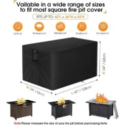 42 In. Rectangular Firepit Cover For Outdoor Fireplace Waterproof Propane Fire Table Cover, Black 12 42 In. Rectangular Firepit Cover For Outdoor Fireplace Waterproof Propane Fire Table Cover, Black -Fire Place Store misopily fire pit covers and accessories ph03928b087 fa 1000