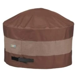 36 In. Ultimate Waterproof Round Fire Pit Cover, Patio Furniture Covers, Mocha Cappuccino