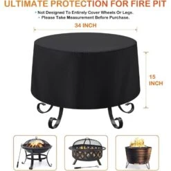 Outdoor Round Fire Pit Cover Waterproof, Full Coverage Fire Pit 22-34 In. Cover Dustproof Anti UV And Tear Resistant -Fire Place Store misopily fire pit covers and accessories sa04 328b074 76 1000
