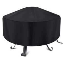 Outdoor Round Fire Pit Cover 22-34 In. Full Coverage Fire Pit Cover Dustproof Anti UV Waterproof And Tear Resistant