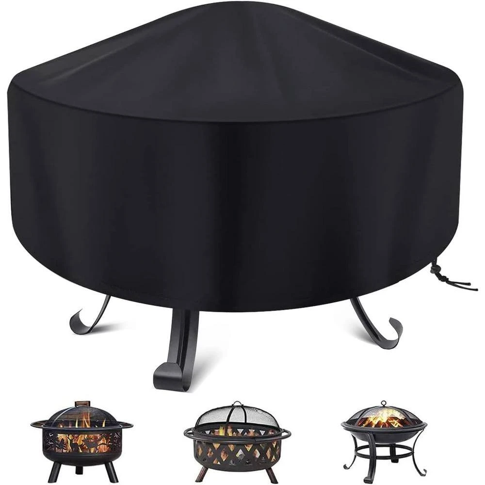Outdoor Round Fire Pit Cover 22-34 In. Full Coverage Fire Pit Cover Dustproof Anti UV Waterproof And Tear Resistant 2 Outdoor Round Fire Pit Cover 22-34 In. Full Coverage Fire Pit Cover Dustproof Anti UV Waterproof And Tear Resistant - Image 2