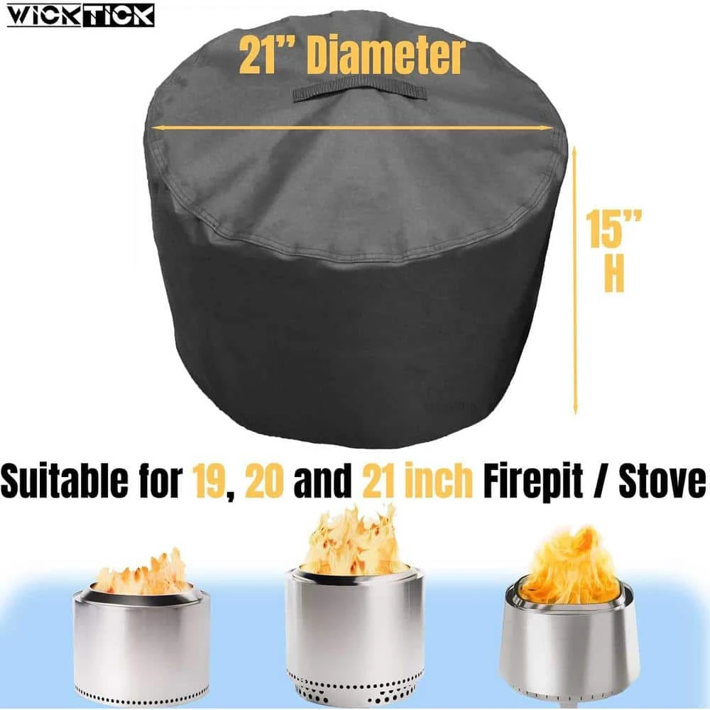 Round Fire Pit Cover For Solo Stove Bonfire 2.0 600D Heavy Duty Waterproof Camping 21 In. All-Weather Resistant 2 Round Fire Pit Cover For Solo Stove Bonfire 2.0 600D Heavy Duty Waterproof Camping 21 In. All-Weather Resistant - Image 2