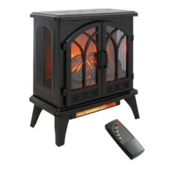 24 In. 400 Sq. Ft. 3D Flame Electric Stove In Black With Remote Control