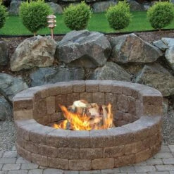58 In. X 20 In. Concrete StackStone High Back Fire Pit Kit In Northwest Blend -Fire Place Store multi textured mutual materials fire pit kits ms58hbfpnb1 31 1000