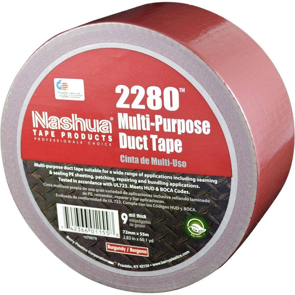 2.83 In. X 60.1 Yds. 2280 Multi-Purpose Duct Tape In Burgundy 1 2.83 In. X 60.1 Yds. 2280 Multi-Purpose Duct Tape In Burgundy