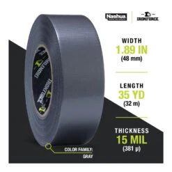 1.89 In. X 35 Yd. Premium Duct Tape In Gray -Fire Place Store nashua tape duct tape 1346557 1f 1000