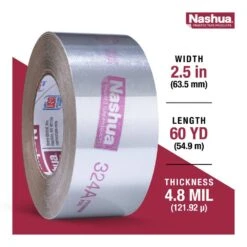 2.5 In. X 60 Yd. 324A Premium Foil HVAC UL Listed Sealer Duct Tape -Fire Place Store nashua tape duct tape 1542698 66 1000