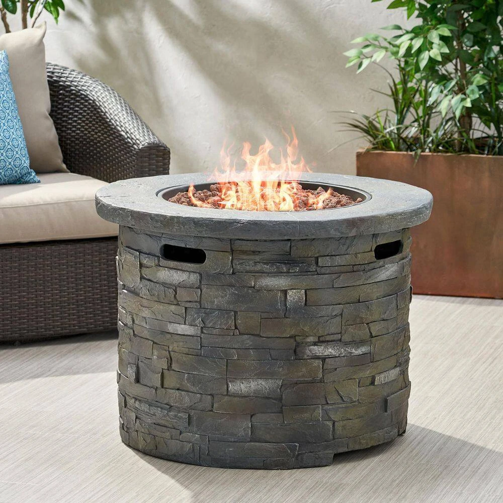 33 In. Natural Stone Round Propane Outdoor Fire Pit 5 33 In. Natural Stone Round Propane Outdoor Fire Pit - Image 5