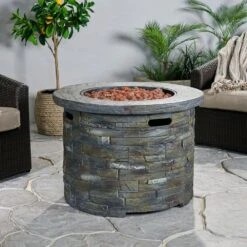 33 In. Natural Stone Round Propane Outdoor Fire Pit 17 33 In. Natural Stone Round Propane Outdoor Fire Pit -Fire Place Store natural stone coporesell gas fire pits clbcfp21sg 31 1000