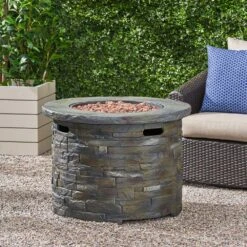 33 In. Natural Stone Round Propane Outdoor Fire Pit 12 33 In. Natural Stone Round Propane Outdoor Fire Pit -Fire Place Store natural stone coporesell gas fire pits clbcfp21sg 4f 1000