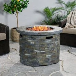 33 In. Natural Stone Round Propane Outdoor Fire Pit 11 33 In. Natural Stone Round Propane Outdoor Fire Pit -Fire Place Store natural stone coporesell gas fire pits clbcfp21sg c3 1000