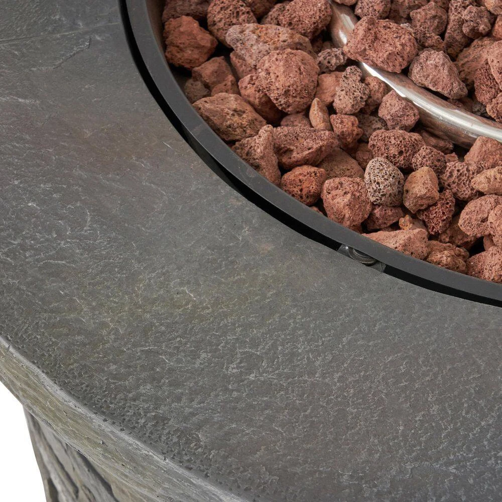 33 In. Natural Stone Round Propane Outdoor Fire Pit 7 33 In. Natural Stone Round Propane Outdoor Fire Pit - Image 7