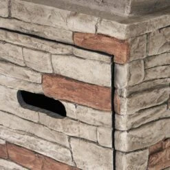 Laguna 19.50 In. X 29.00 In. Square Stone MGO Outdoor Patio Fire Pit - 40,000 BTU -Fire Place Store natural stone noble house gas fire pits 7546 1f 1000