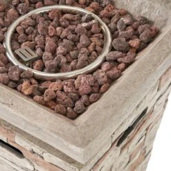 Laguna 19.50 In. X 29.00 In. Square Stone MGO Outdoor Patio Fire Pit - 40,000 BTU -Fire Place Store natural stone noble house gas fire pits 7546 44 1000