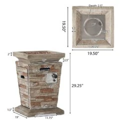 Laguna 19.50 In. X 29.00 In. Square Stone MGO Outdoor Patio Fire Pit - 40,000 BTU -Fire Place Store natural stone noble house gas fire pits 7546 c3 1000