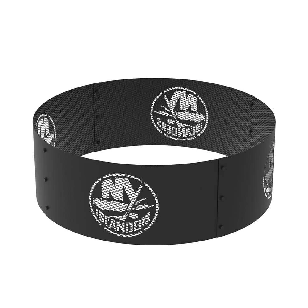 Decorative NHL 36 In. X 12 In. Round Steel Wood Fire Pit Ring - New York Islanders 1 Decorative NHL 36 In. X 12 In. Round Steel Wood Fire Pit Ring - New York Islanders