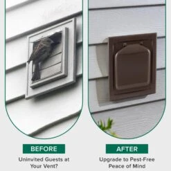 4 In. J Block Or Wide-Mount Dual Door Wall Vent In Brown -Fire Place Store no pest vent wall vents npjb 44 1000